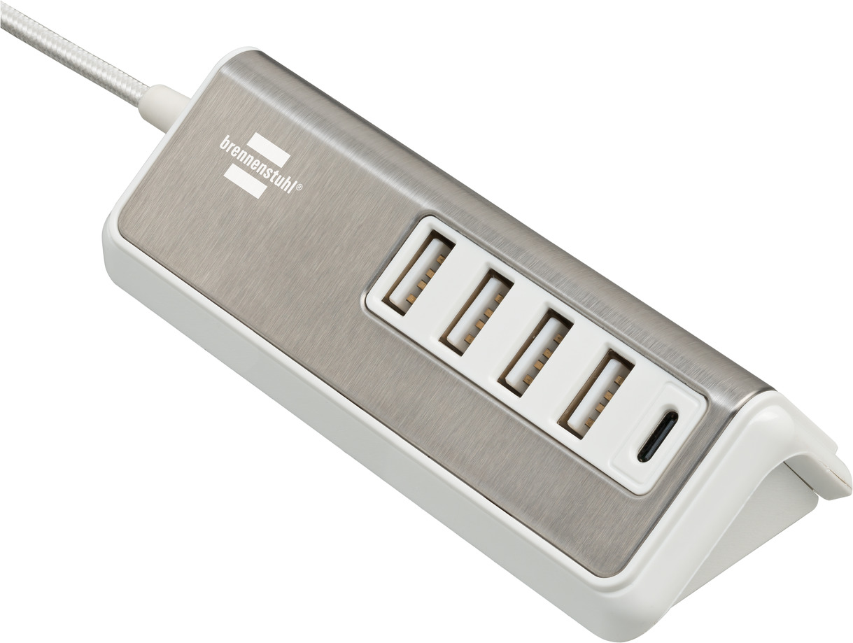 brennenstuhl®estilo Chargeur multiple USB avec câble textile de 1,5m 4x USB  + 1x USB C Power Delivery
