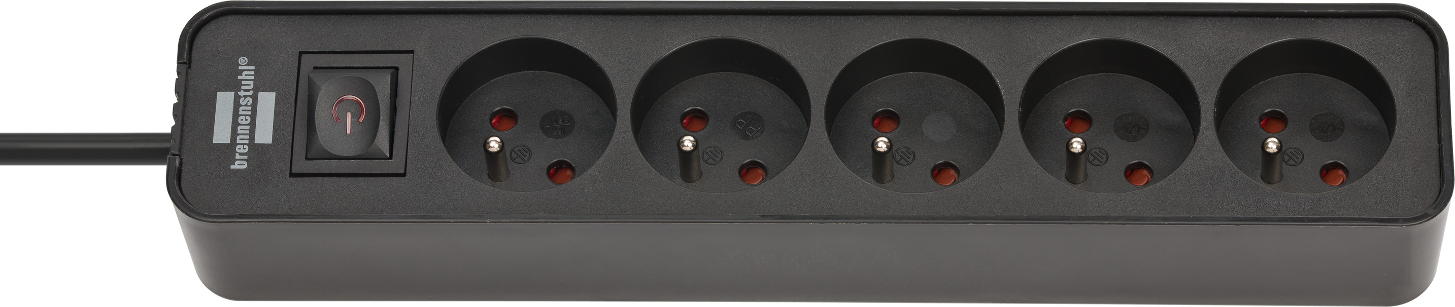 Socle multiprise x6 noir avec interrupteur PNN murale H05VV-F 3G1